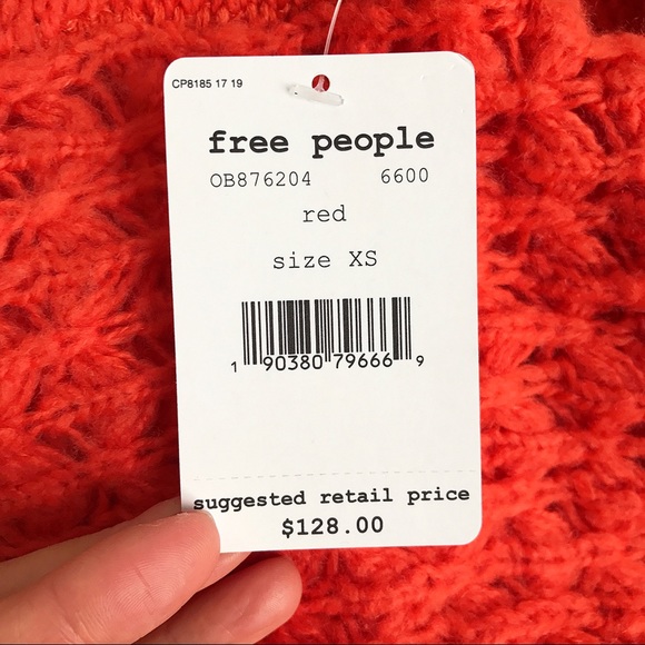 🆕 FREE PEOPLE ORANGE OVERSIZED KNIT SWEATER! - Picture 6 of 7